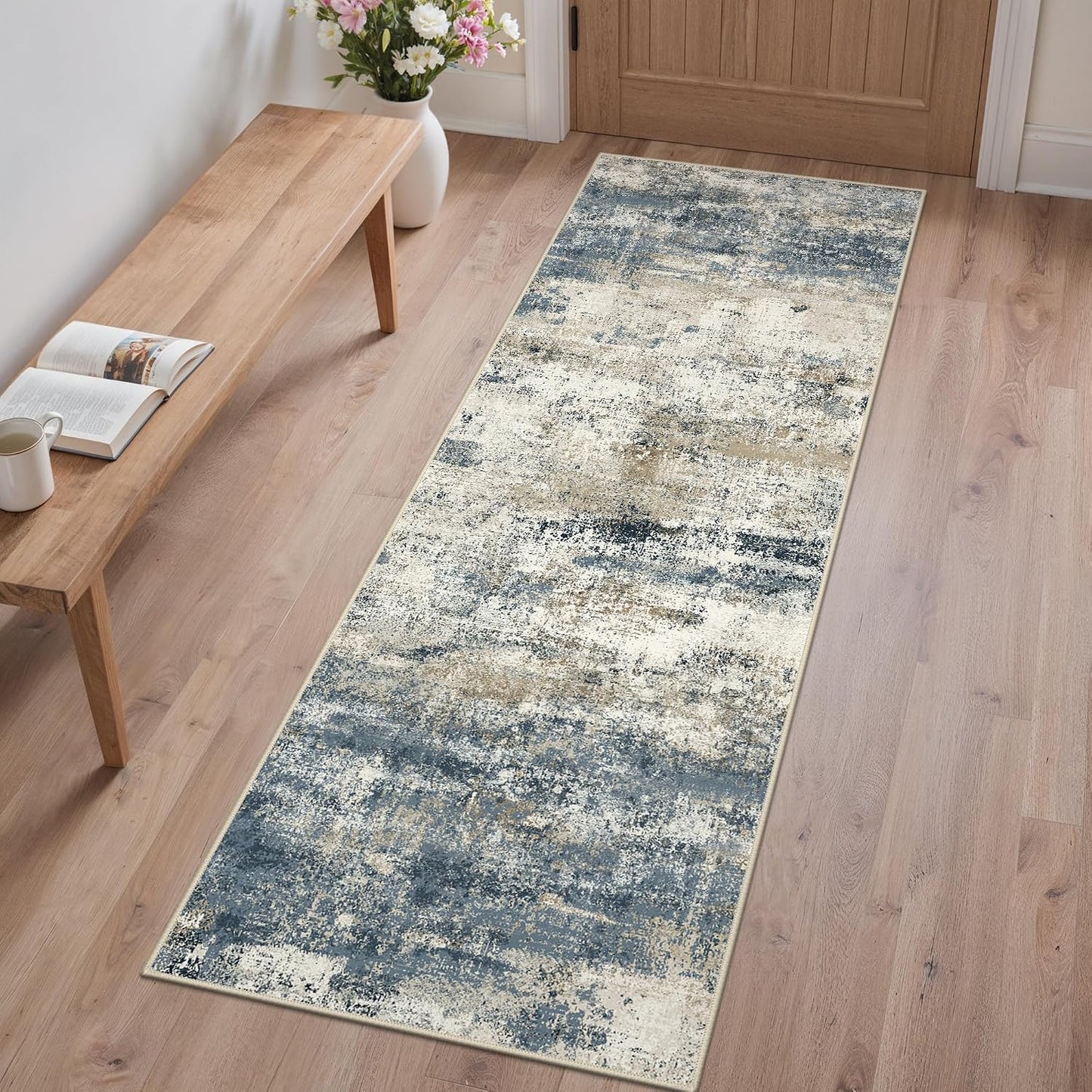 Alfombra antideslizante 2x6ft lavable cocina pasillo azul