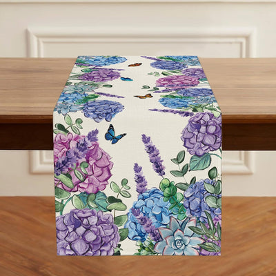 Camino mesa floral hortensias 13x72pulg decoración hogar
