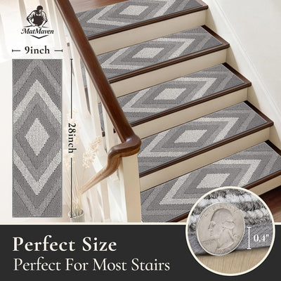 Set 4 peldaños madera alfombras antideslizantes 9x28pulg