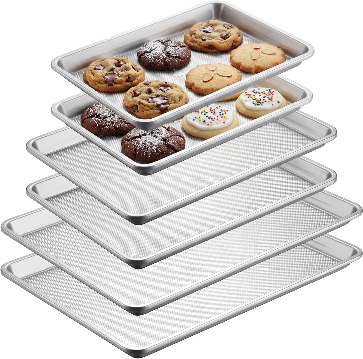 Set 6 bandejas antiadherente acero carbono 13x18pulg