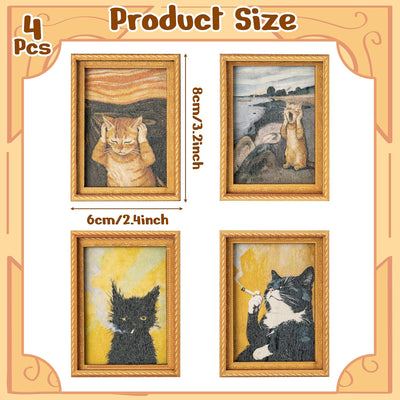 Imán para refrigerador de gato vintage con diseño de madera 4 unidades