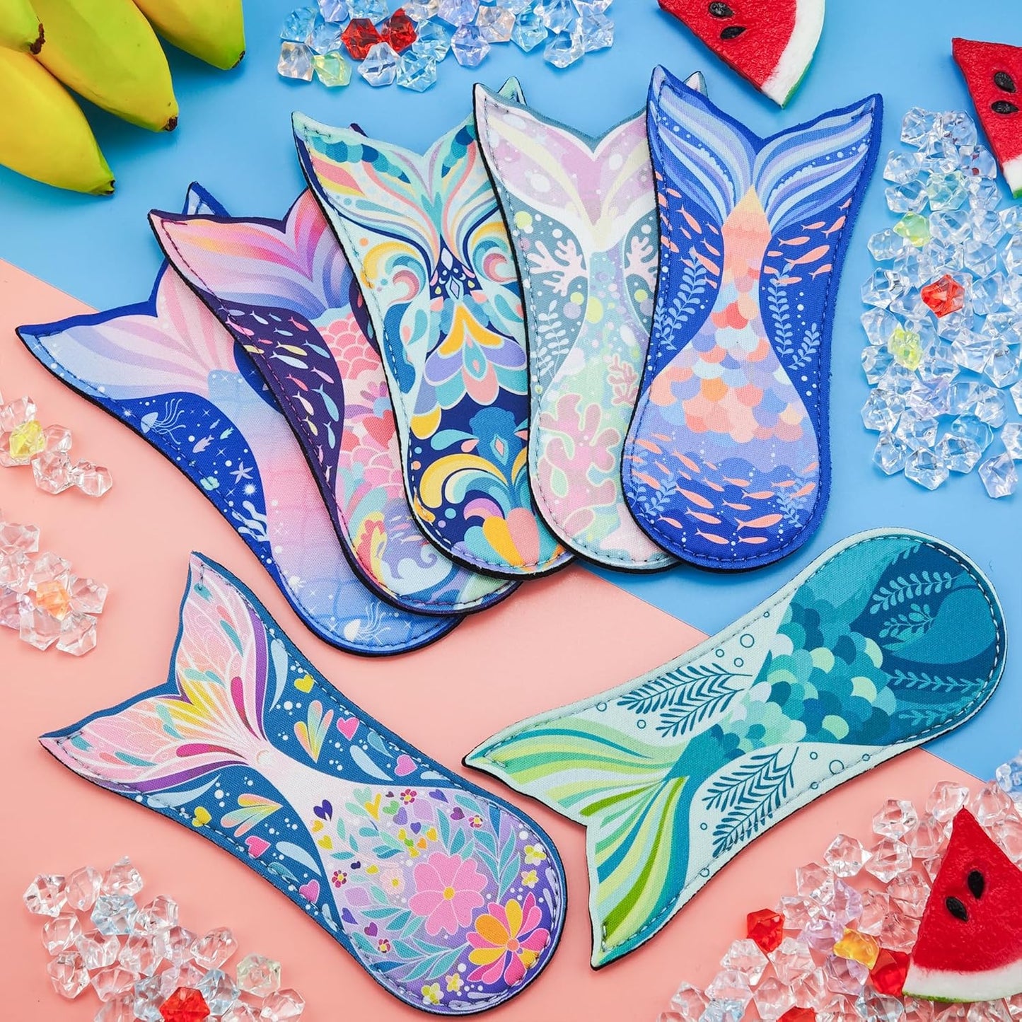 9 fundas paletas hielo con cola sirena neopreno reutilizable