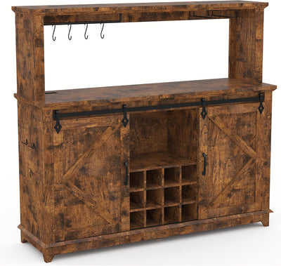Gabinete barra café 55pulg luz LED estante vino 12 botellas