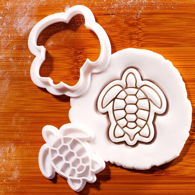Juego de mini cortador de galletas sellos de tortuga marina para fondant y cupcakes de playa