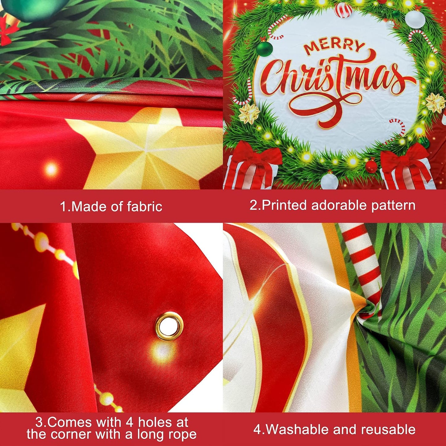 Cartel Navidad 72x44pulg telón rojo decoración interior