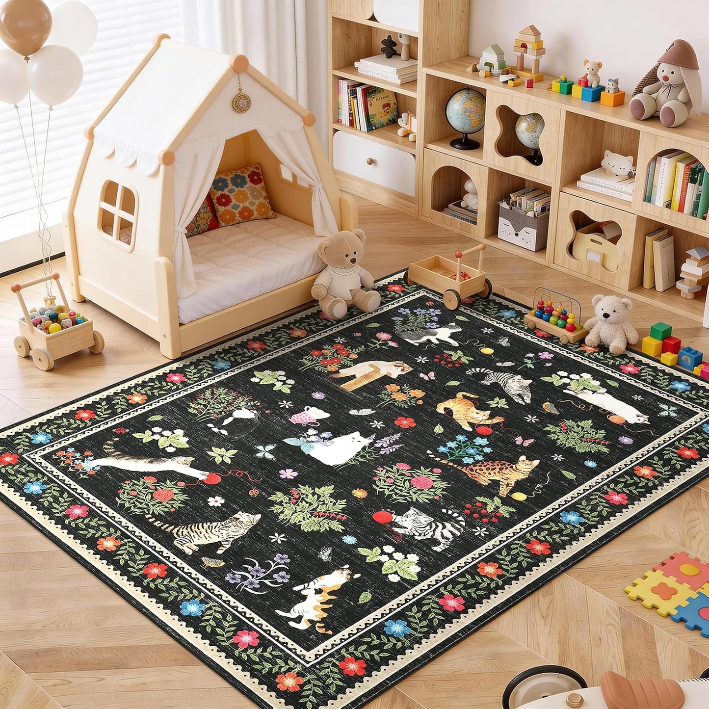 Alfombra gato 8x10ft sala antideslizante lavable resistente