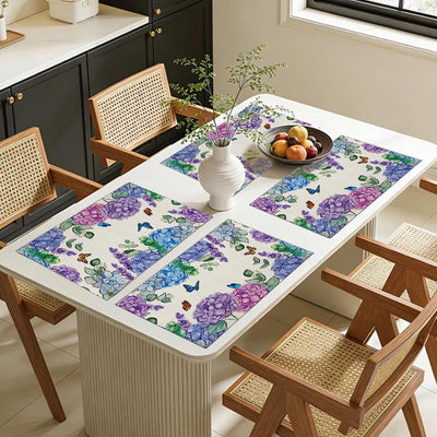 Juego de 6 manteles florales de hortensias 12 x 18 pulgadas para verano