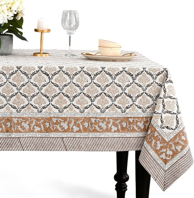 Mantel 100% algodón estampado bloques indios 72x160pulg