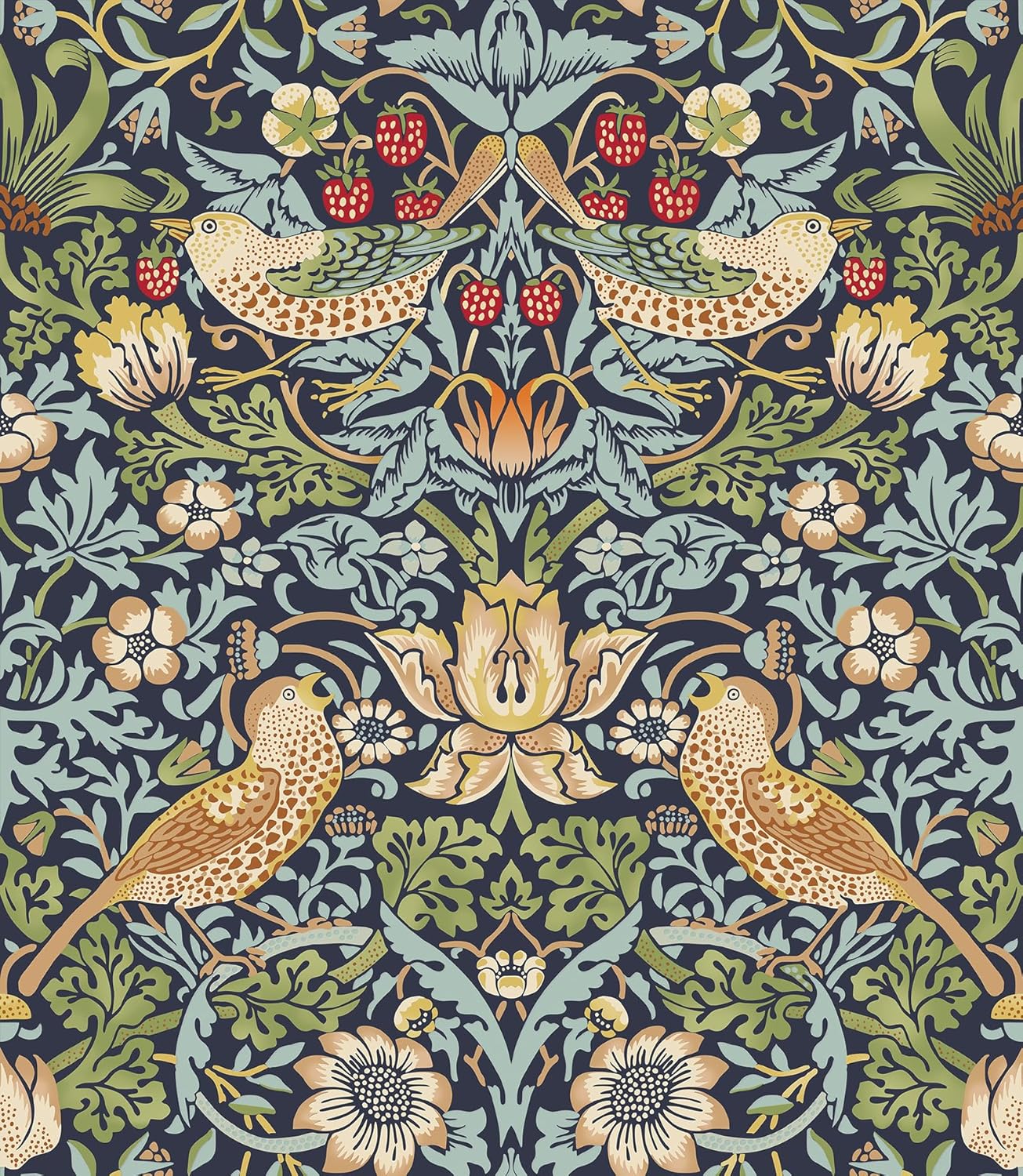 Papel tapiz vintage azul oscuro floral autoadhesivo 17.5x118pulg