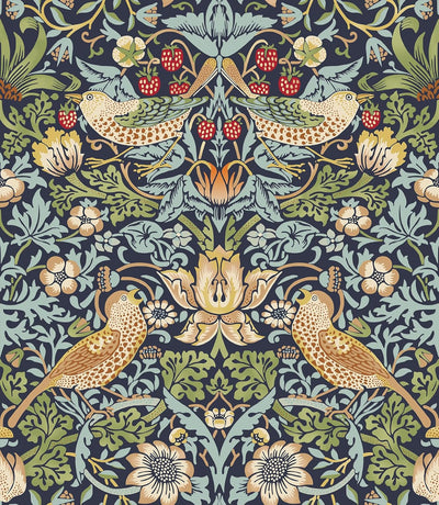 Papel tapiz vintage azul oscuro floral autoadhesivo 17.5x118pulg