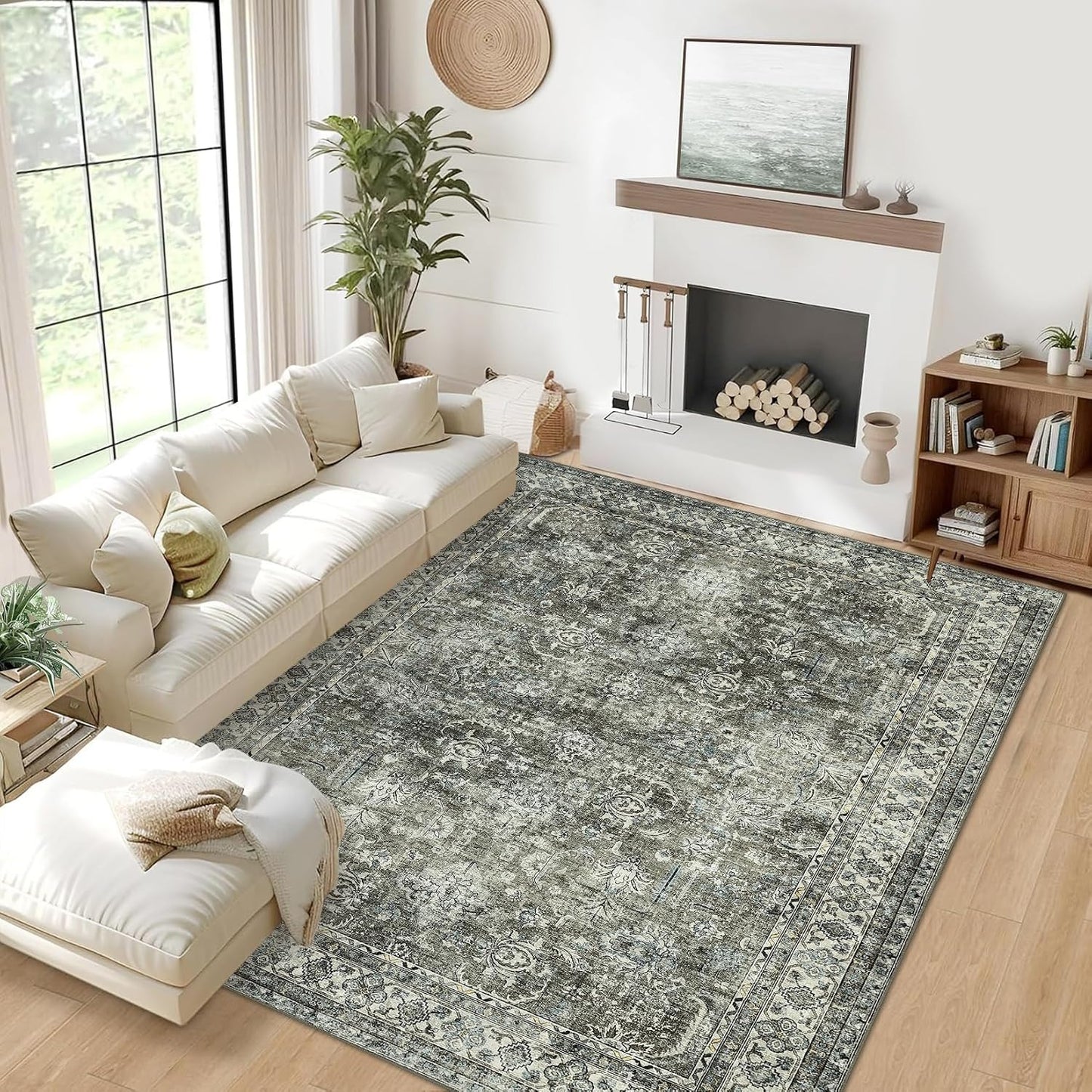 Alfombra comedor 10x13ft vintage lavable resistente manchas