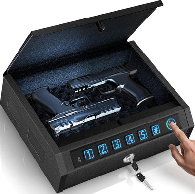 Caja fuerte biométrica con huella, PIN y llave para auto