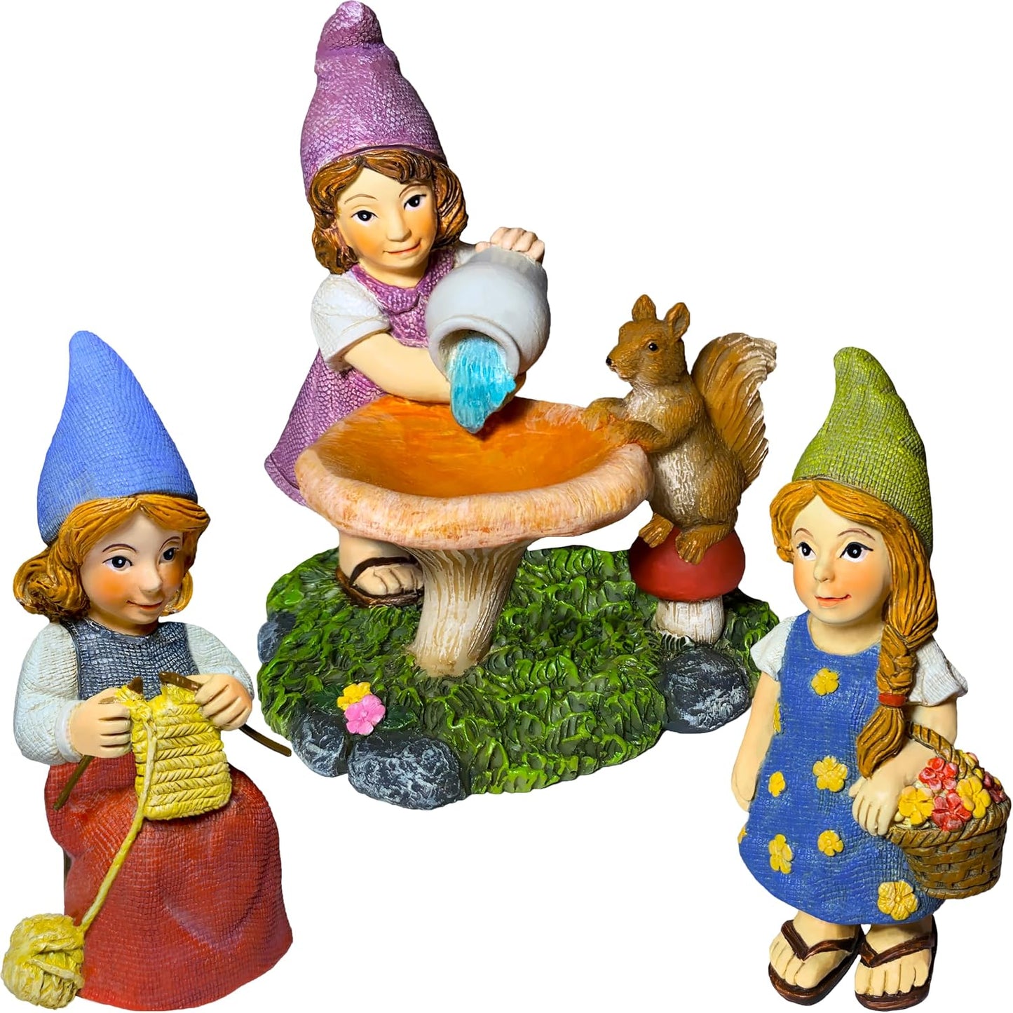 Figuras gnomos jardín 3 Pzas 3.5pulg decoración exterior e interior