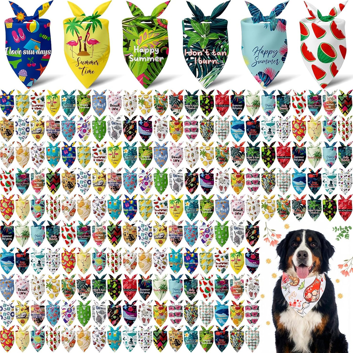 Bandanas triangulares perros verano ajustables patrón hojas coco