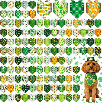 120 Bandanas Perro San Patricio Triangulares Lavables