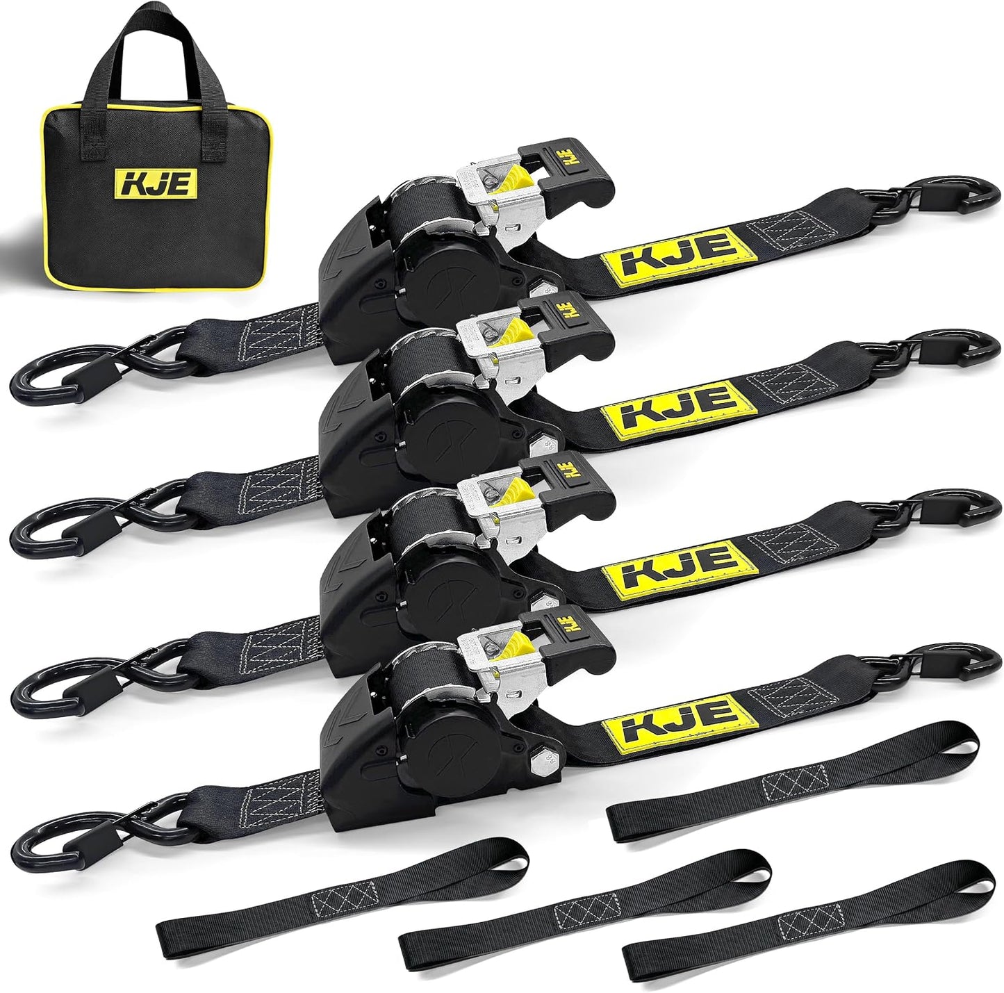 Correas trinquete retráctiles 2pulg x10ft 4 juegos 3300lb
