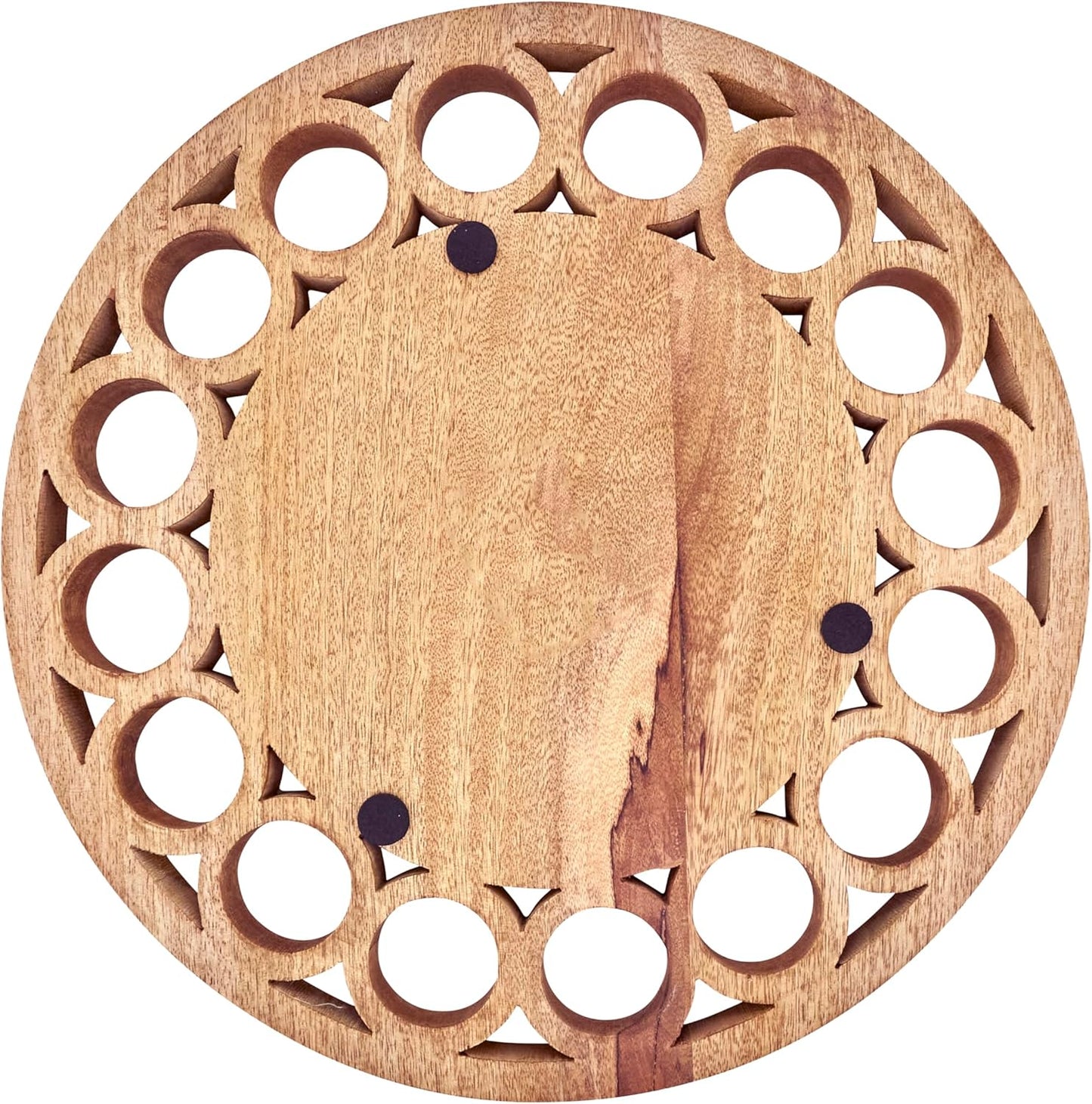 Bajos decorativos madera mango tallada set 4