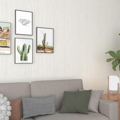 Papel tapiz tela hierba 15.8x197pulg beige neutro autoadhesivo