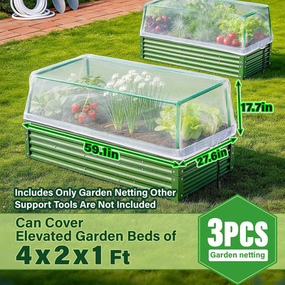 3 Pzas Redes Jardín 4.9x2.3x1.4ft Malla Ultrafina HDPE