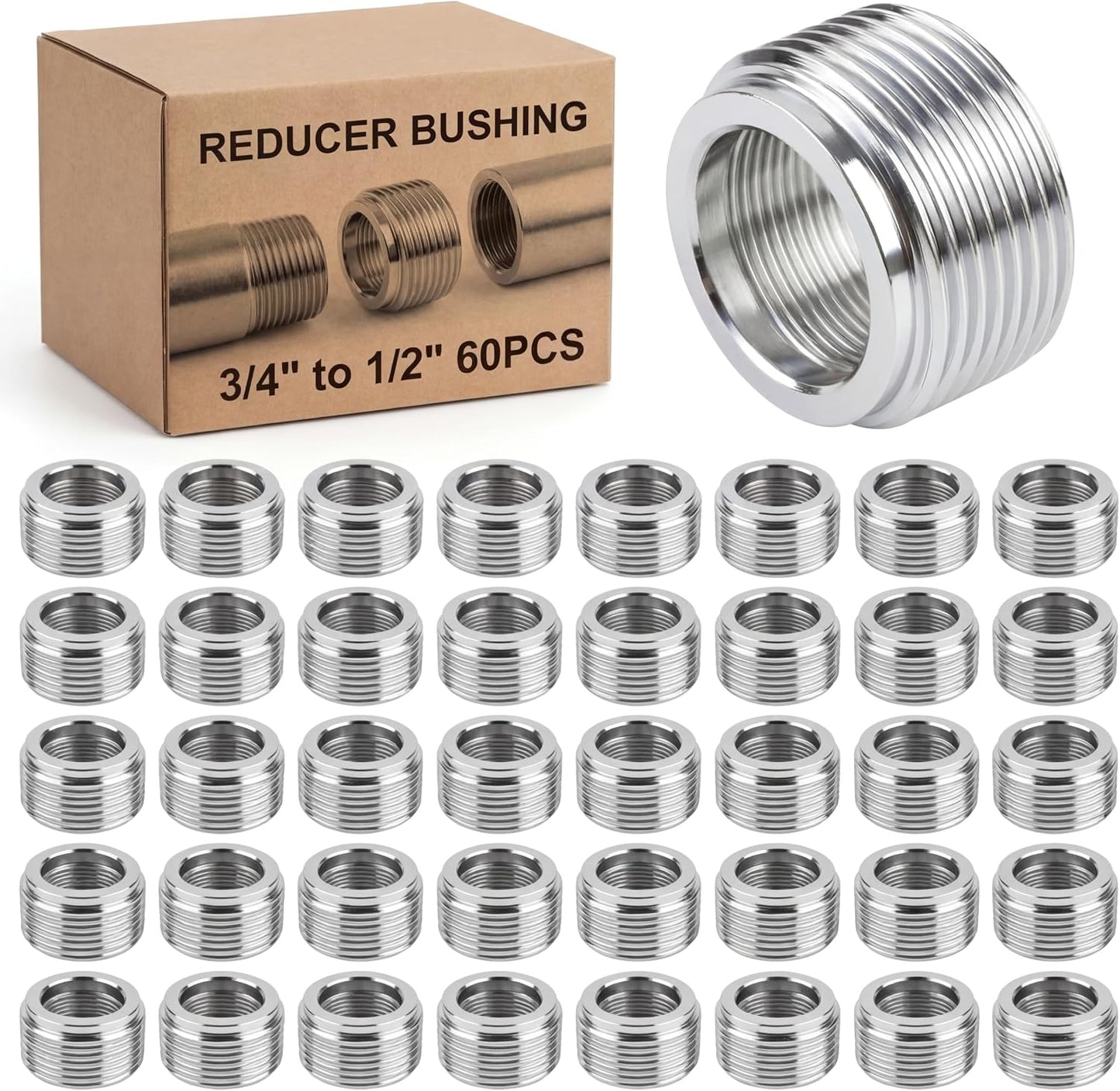 Juego 60 bujes reductores 3/4" a 1/2" acero galvanizado