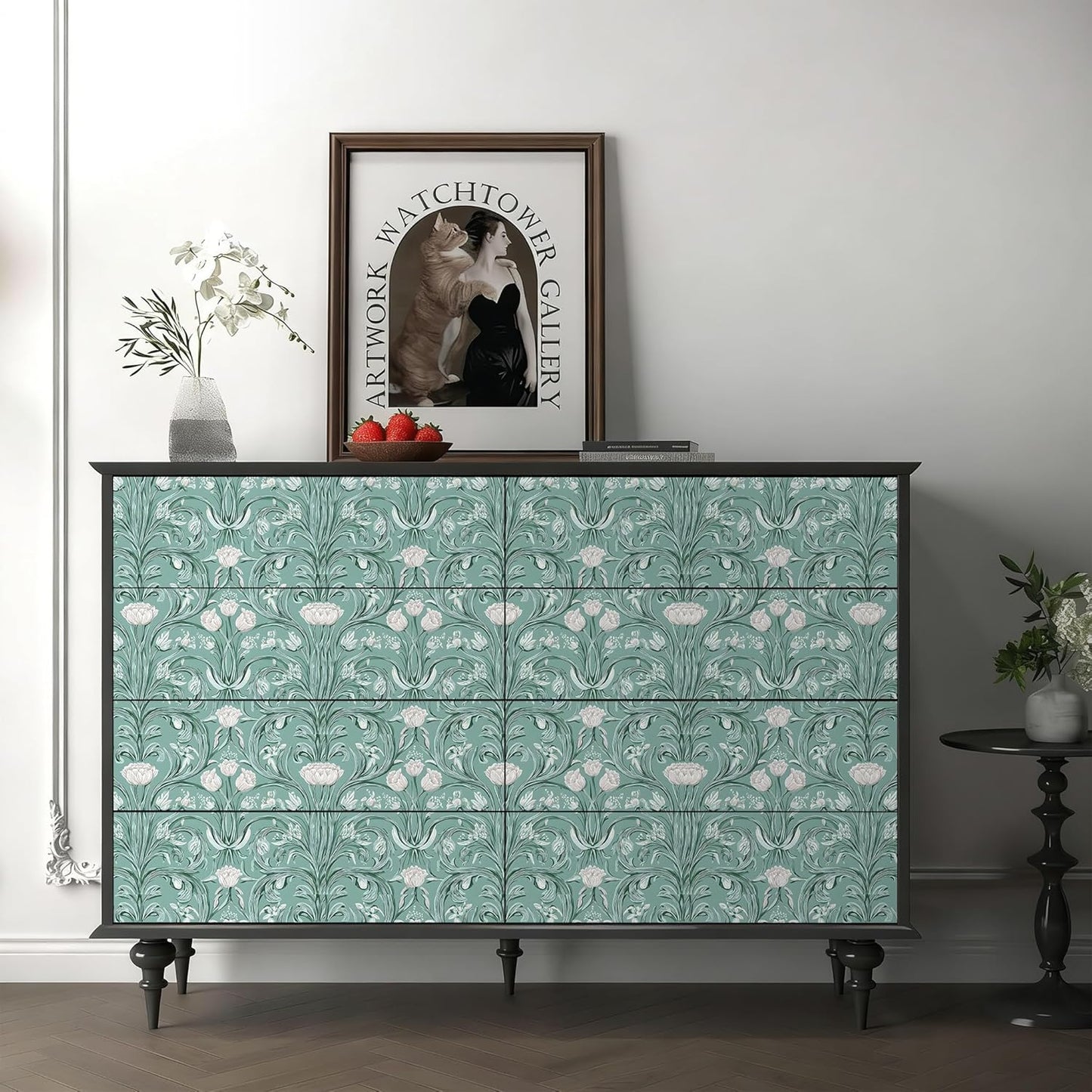 Papel tapiz floral Art Nouveau autoadhesivo 17x39pulg