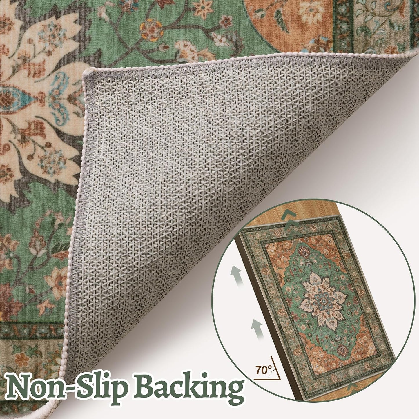Alfombra puerta interior vintage antideslizante 2x3