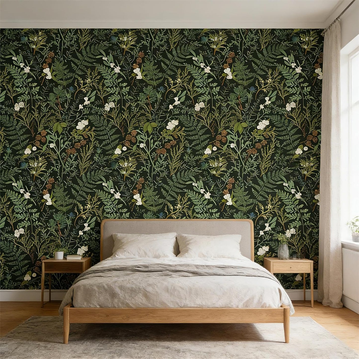 Papel Tapiz Removible Bohemio Floral 17.5x118pulg Verde
