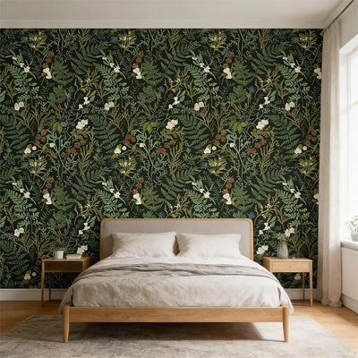 Papel Tapiz Removible Bohemio Floral 17.5x118pulg Verde