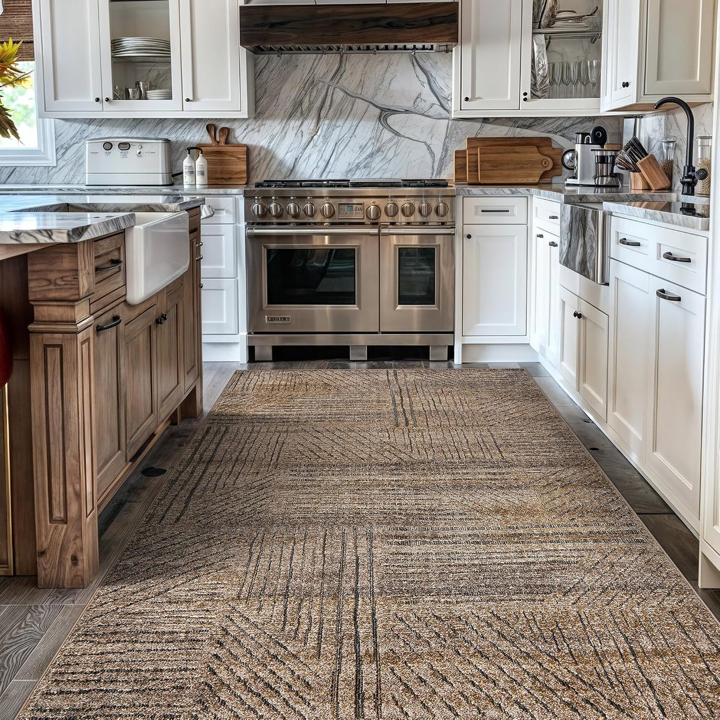 Alfombra Patchwork Geométrica 4x6ft para Salón Dormitorio Cocina