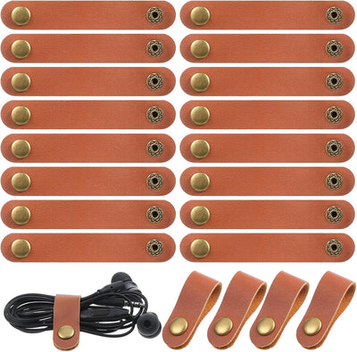 20 Organizadores Cables Cuero Marrón Portátiles USB