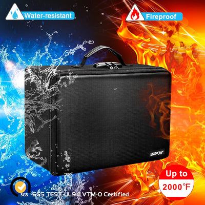 Caja fotos ignífuga con cerradura divisor malla asa