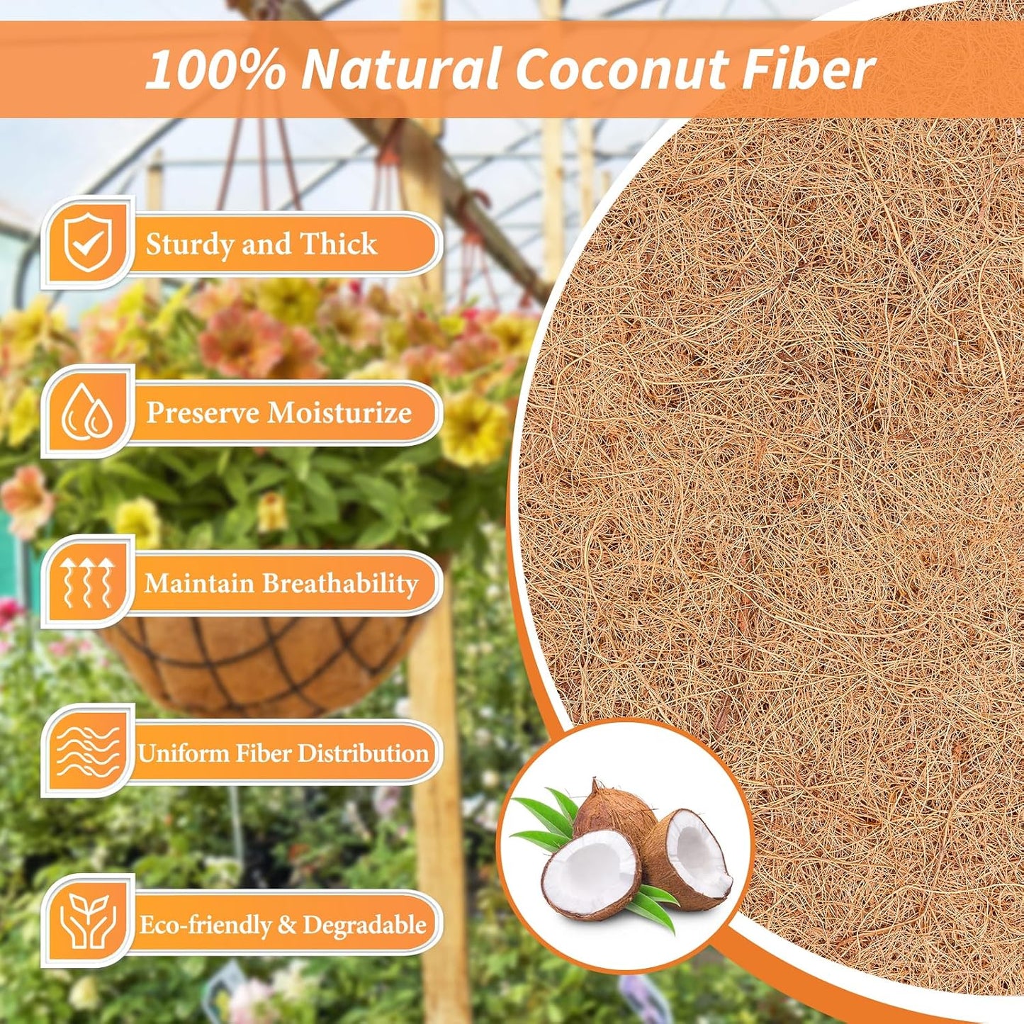 Rollo fibra coco 16x40pulg para macetero jardín