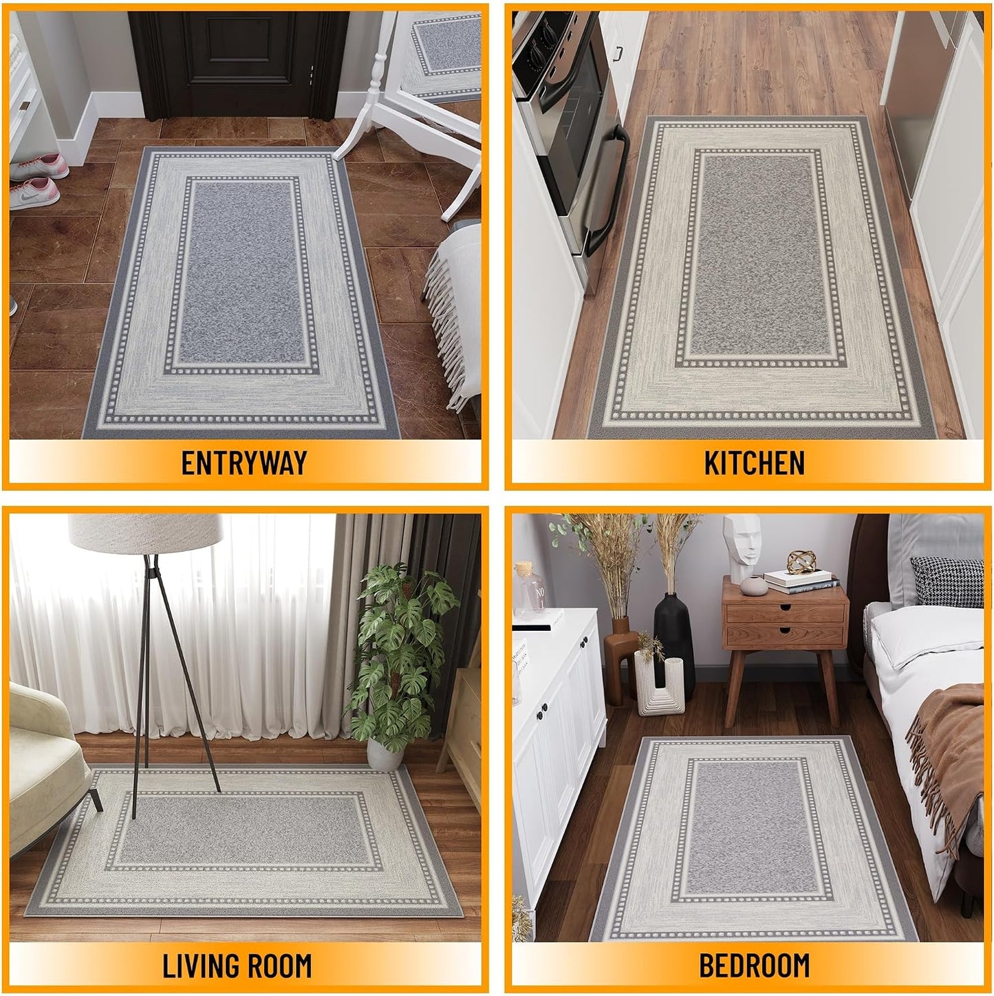 Alfombra sala dormitorio 3'3"x4'7" antideslizante duradera