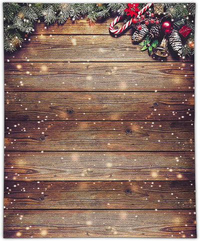 Telón madera Navidad 8x10ft copo nieve purpurina dorada