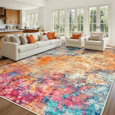 Alfombra 10x14ft para sala dormitorio antideslizante colorida