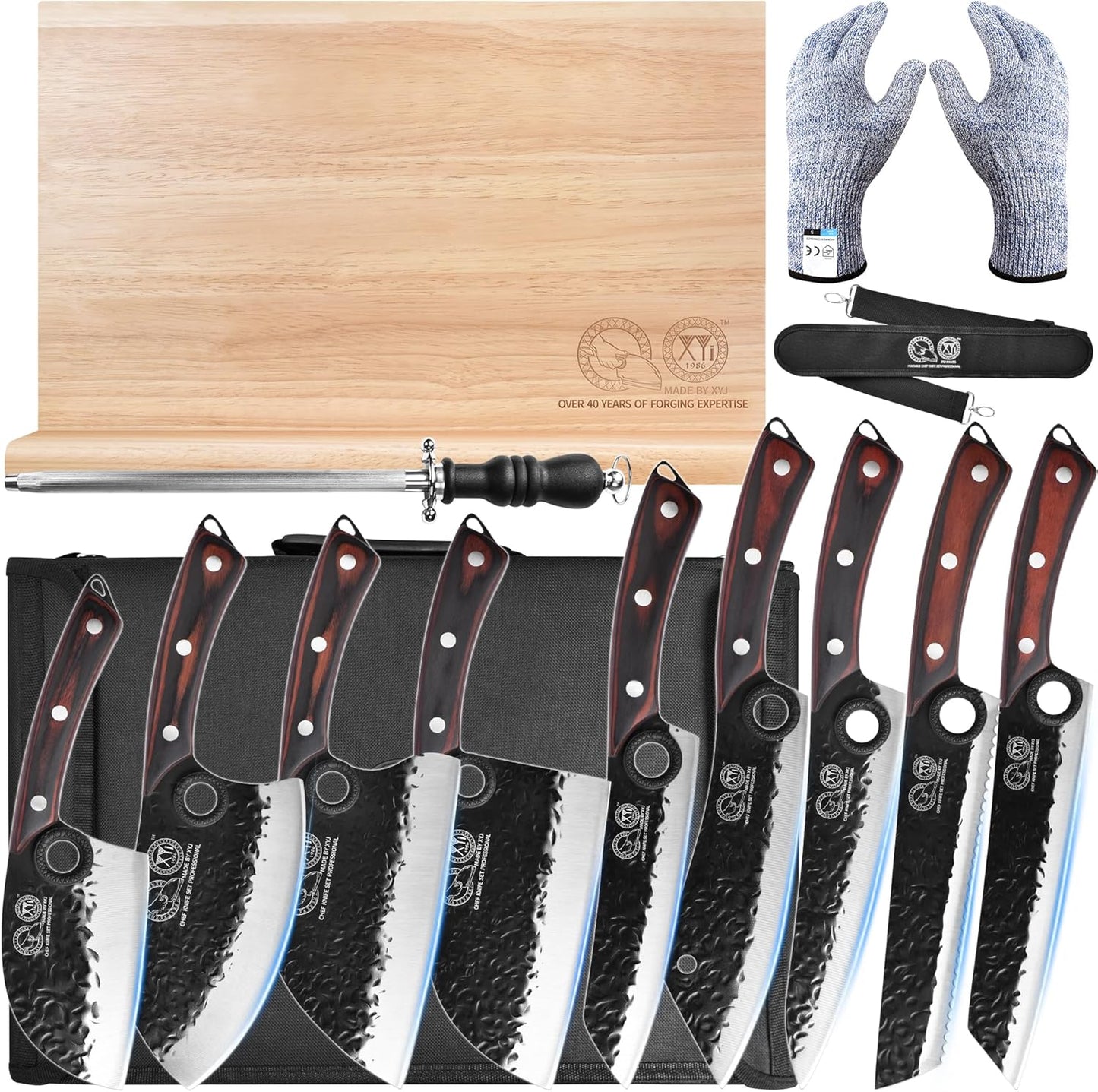 Set 9 Cuchillos Chef con Bloque Magnético y Funda