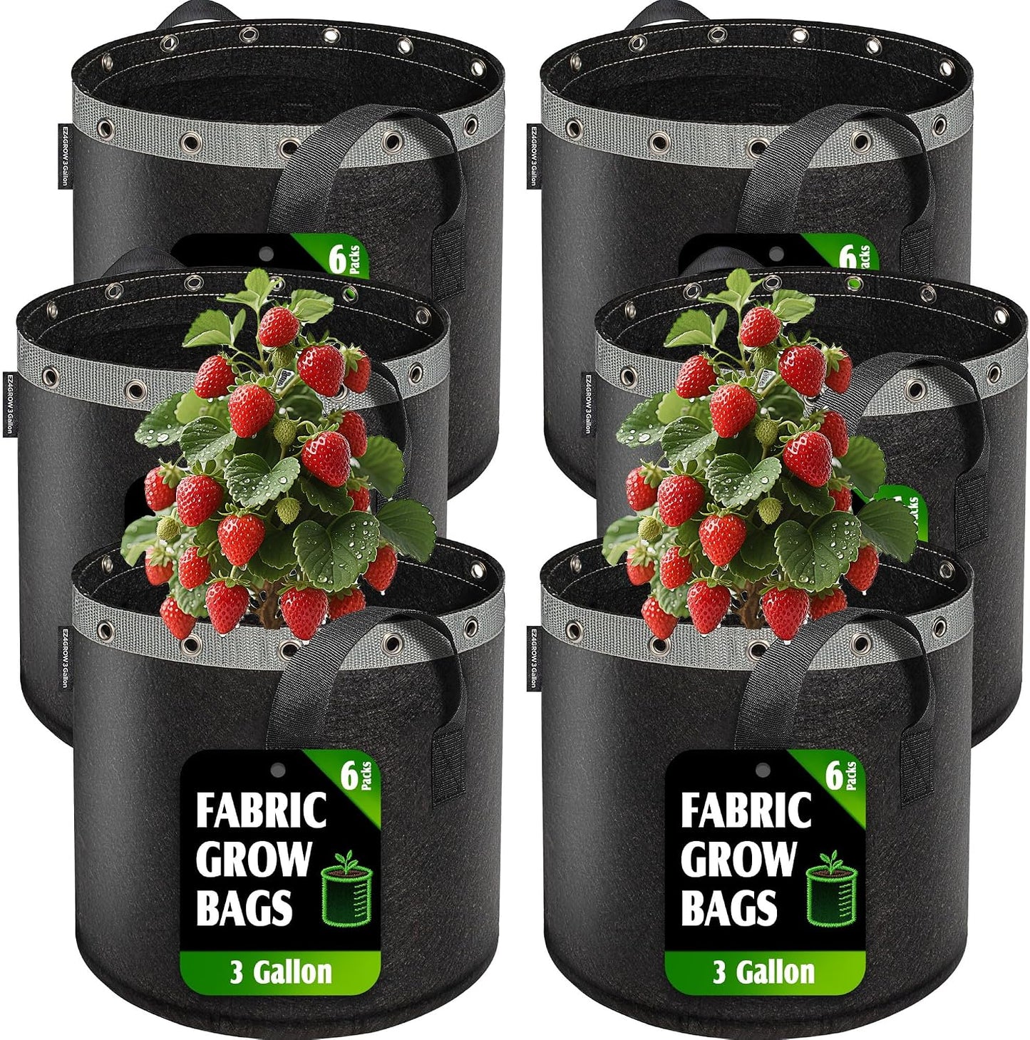 Bolsas cultivo 3gal set 6 tela reutilizables