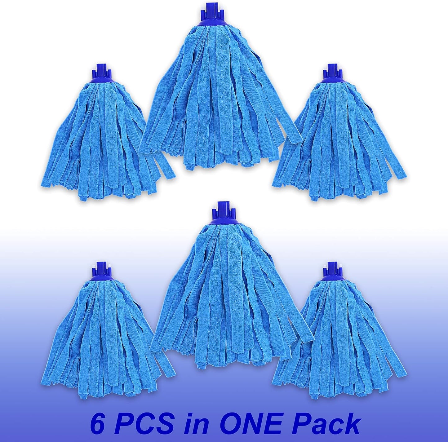6 Pzas Trapeador Microfibra Azul Comp 0.8pulg