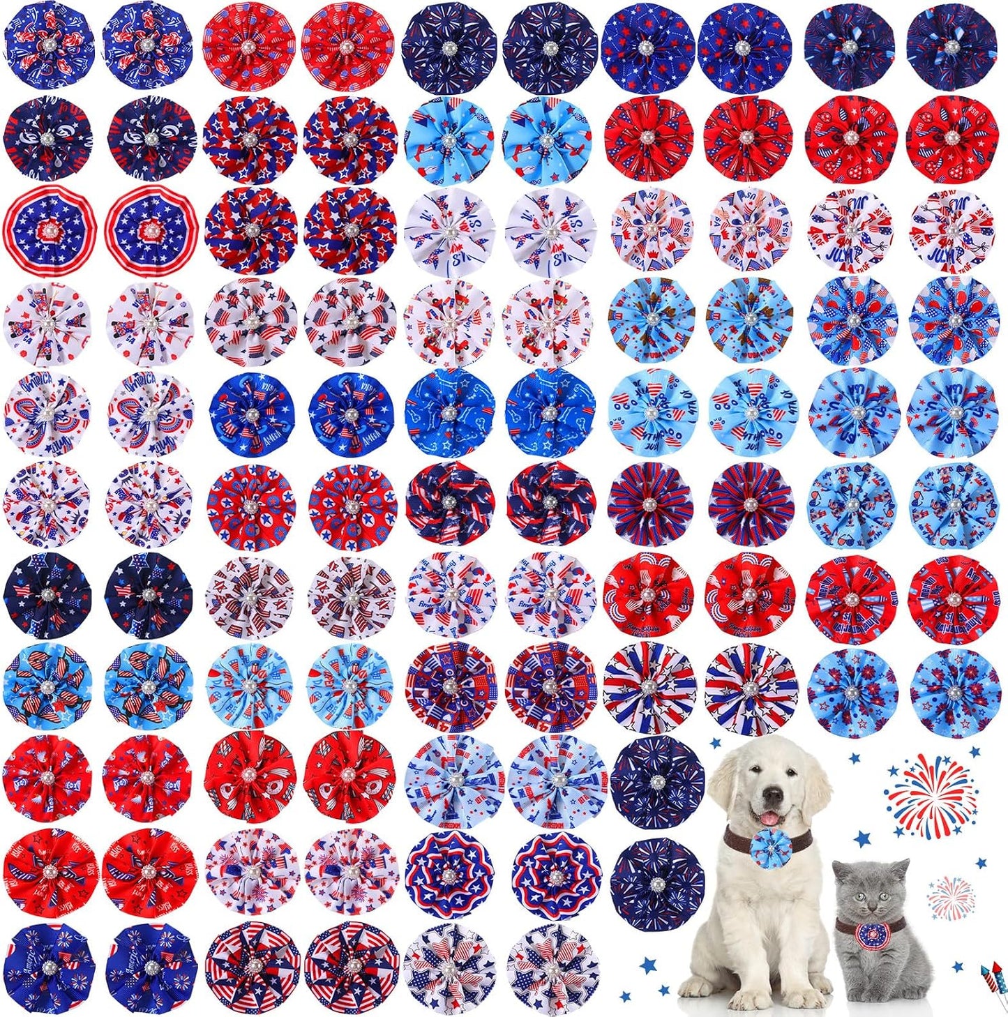 100 Pzas Collar Perro 4 de Julio Dijes Flores Bandera