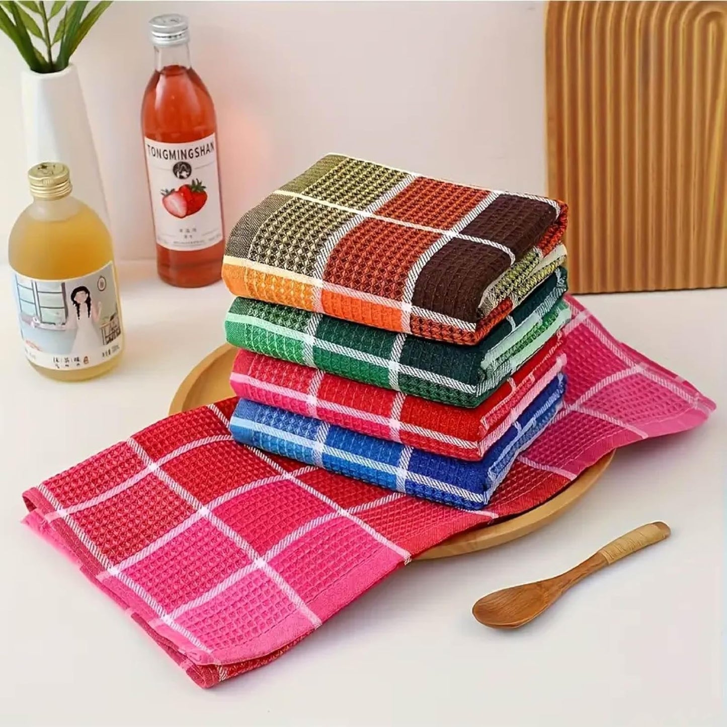 Set 4 paños cocina algodón absorbentes duraderos 26.8x16.5pulg