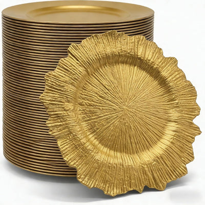 Set 100 Platos Plástico Irrompible Dorado Ideal Bodas Fiestas