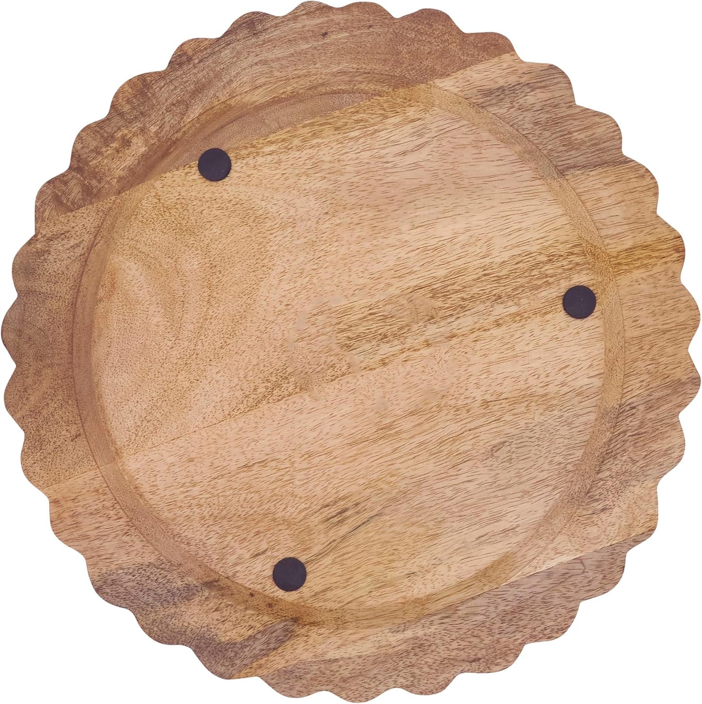 Plato decorativo madera mango ondulado set 4 para mesa redonda