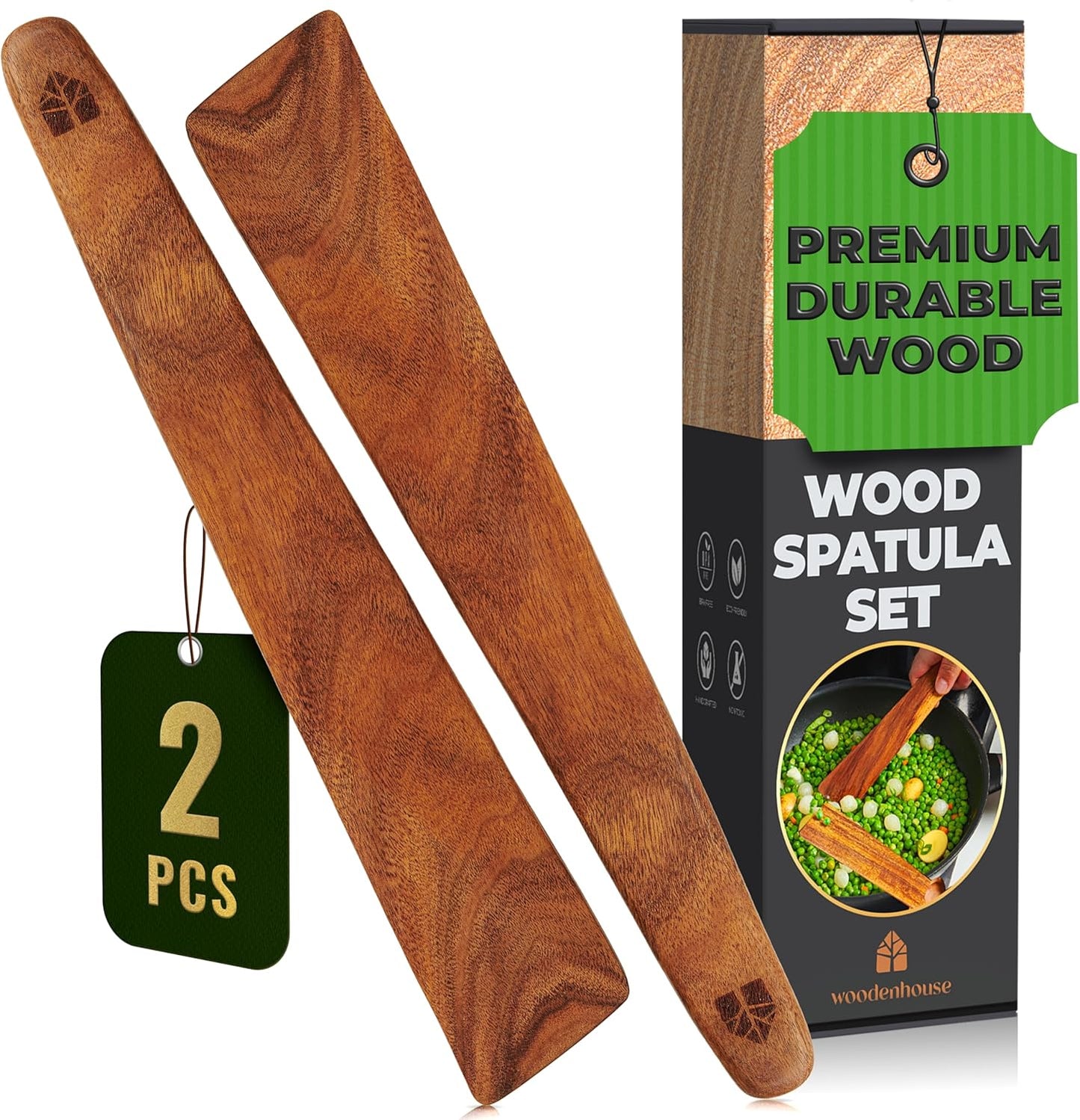 Set 13 Pzas Cucharas Madera Teca para Cocina con Mango Anatómico