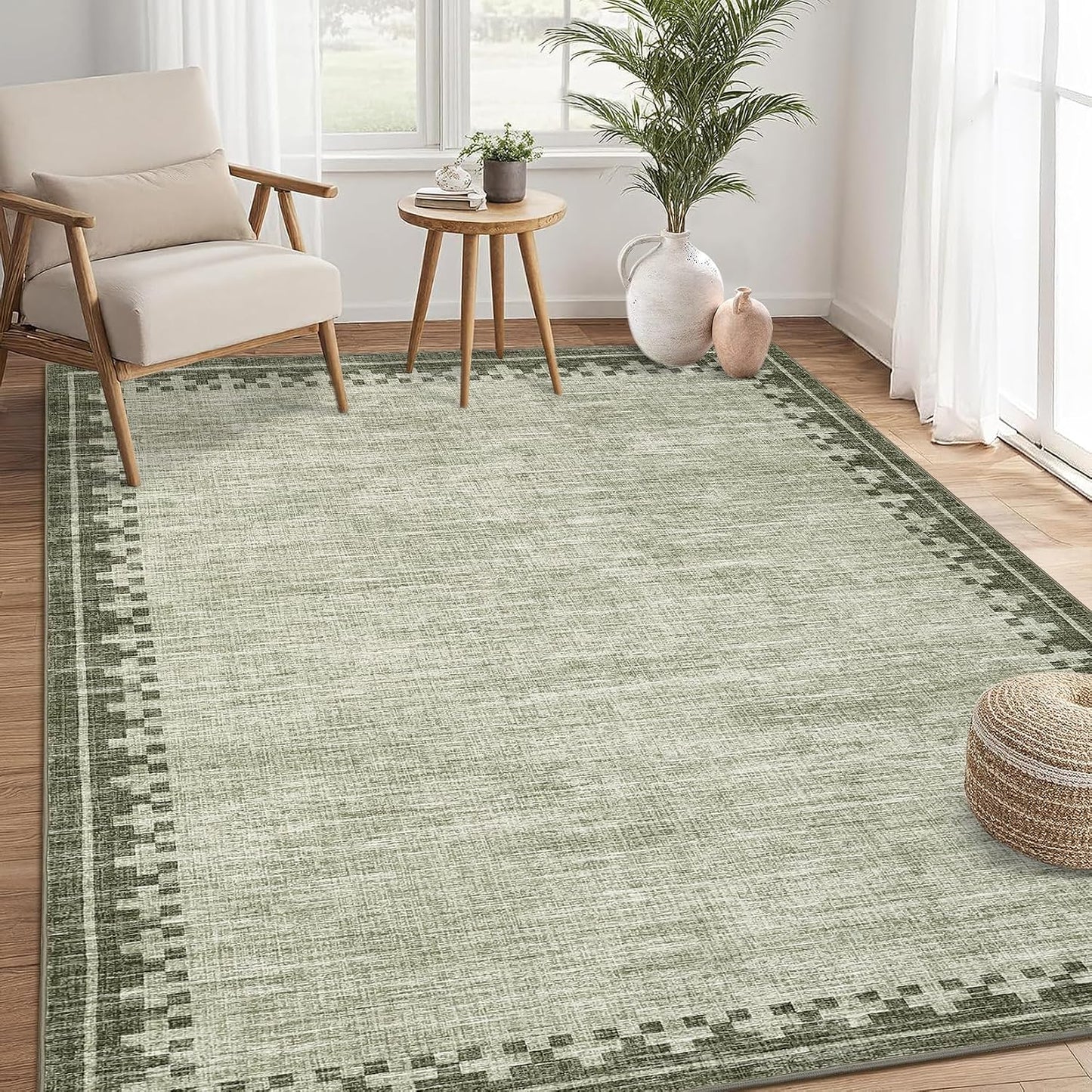 Alfombra vintage 9x12pulg resistente para sala y comedor