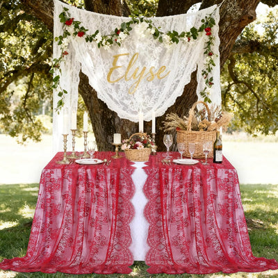 5 Manteles Encaje Vintage Rojo 60x120pulg Baby Shower