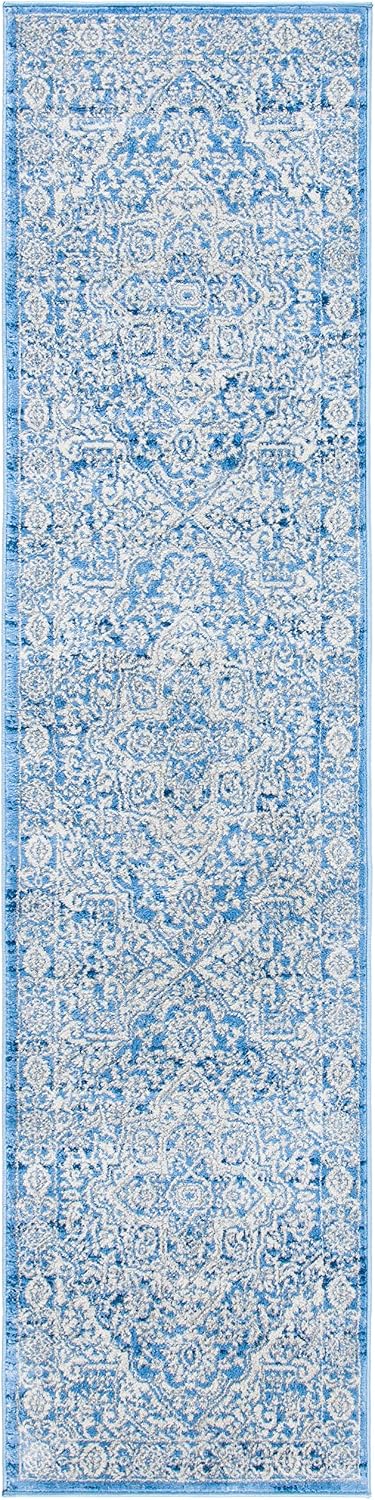Alfombra pasillo 2ft6x22ft marfil y azul marino no pelusa