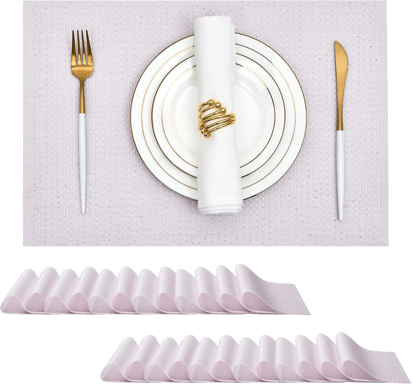 Set 24 manteles lentejuela gris claro impermeable