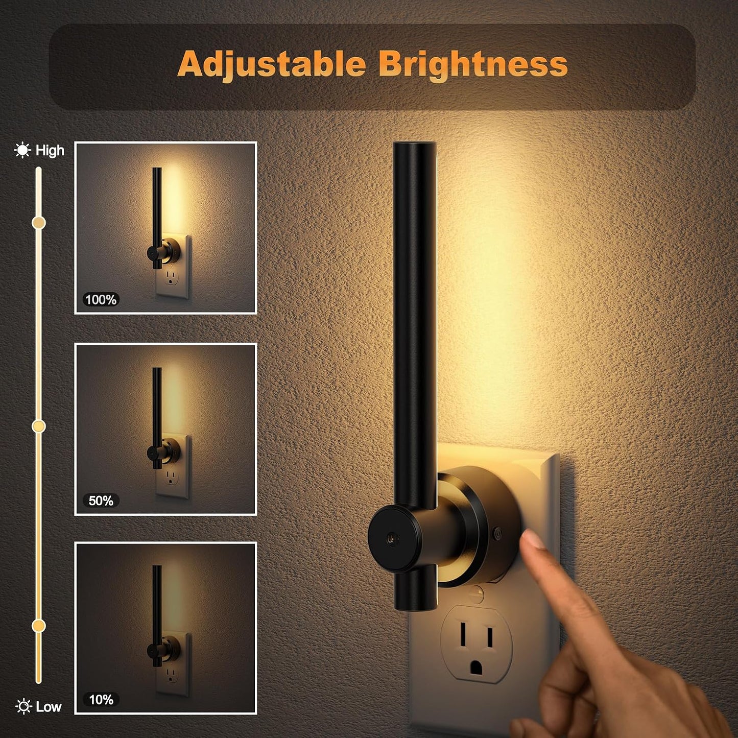 Luz nocturna enchufable sensor atardecer amanecer regulable 0-100lm