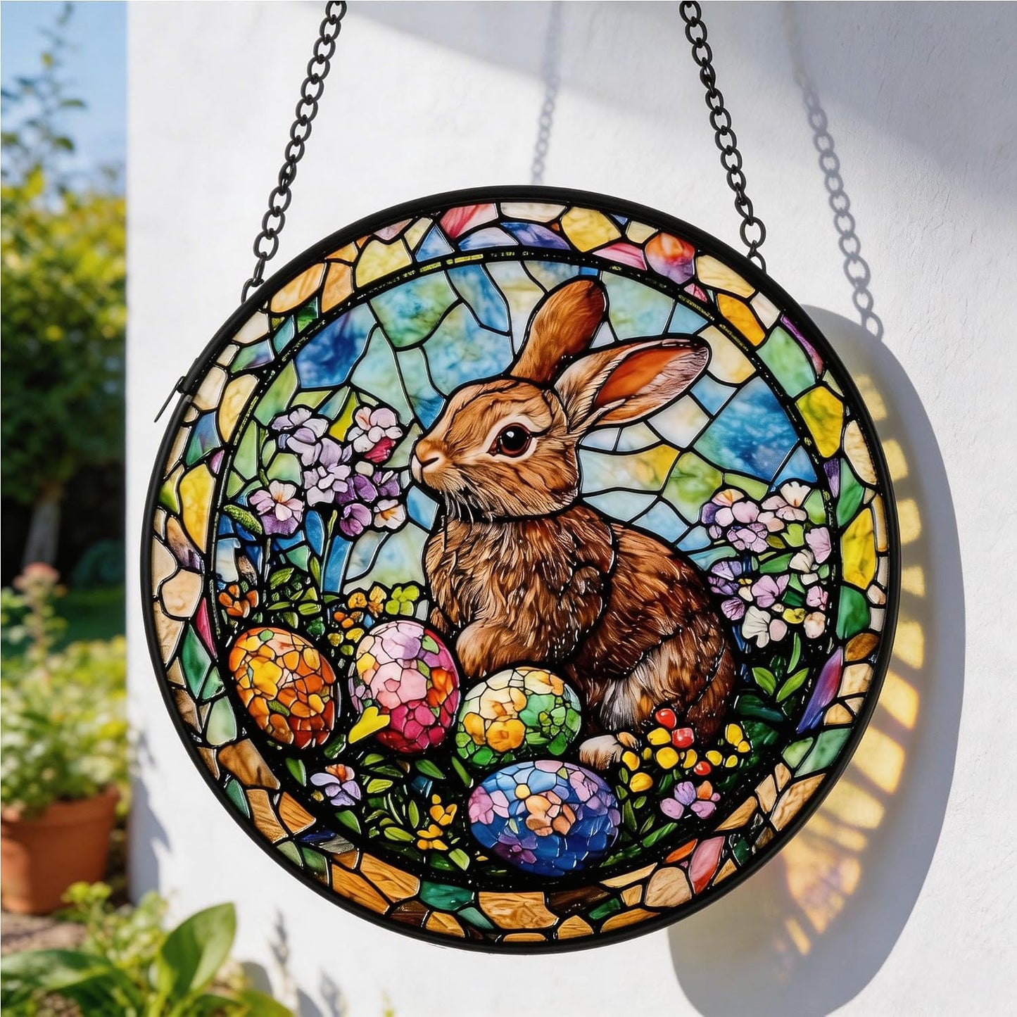 Atrapasoles cristal manchado decoración vitral 6.3pulg