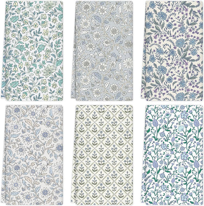 Paquete de 6 paños de cocina florales azules secado rápido suaves absorbentes decorativos